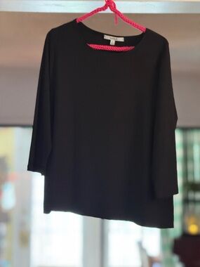 Sympli Black Relaxed Long-Sleeve Crew Top